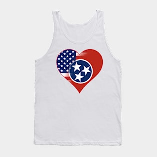 State of Tennessee Flag and American Flag Fusion Design Tank Top